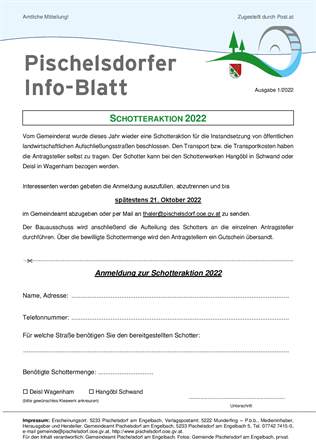 Pischelsdorfer Info-Blatt 1-2022